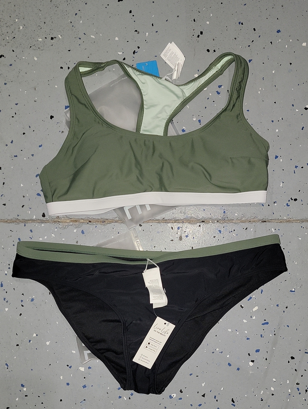Cupshe Olive Green and Black Two-Piece Bikini Set